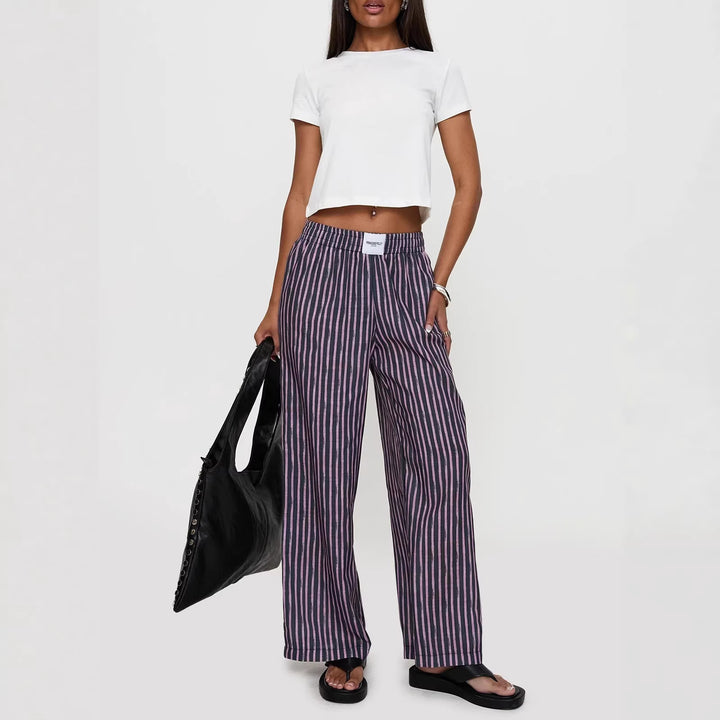 Pantalons rayés amples pour femmes Chic & Stil