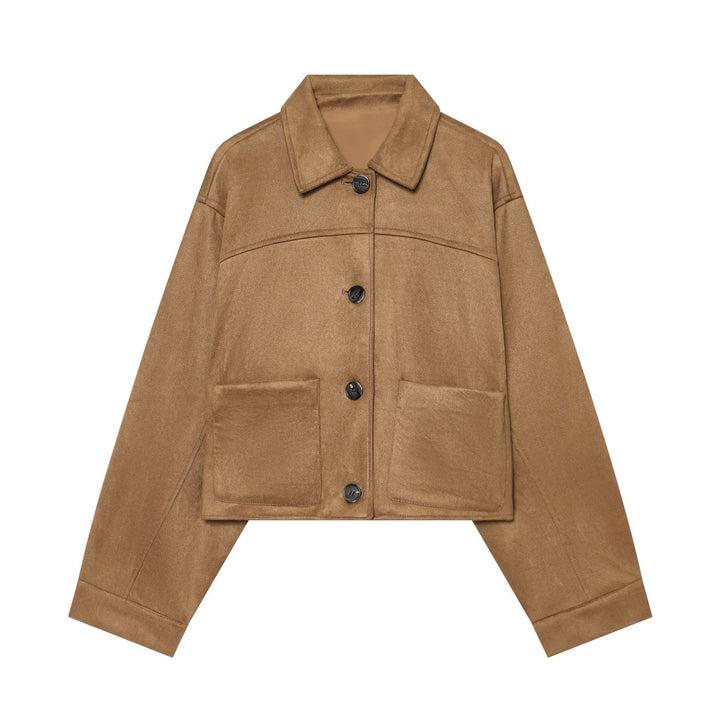 Ladies short jacket in suede look with large patch pockets Amarae