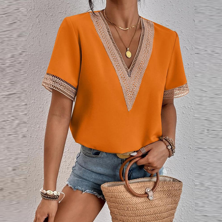 Chic blouse and elegant V-neck style with lace for women