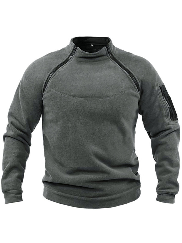 Men's Thermal Fleece Pullover with High Collar and Practical Pockets Chic Und Stil