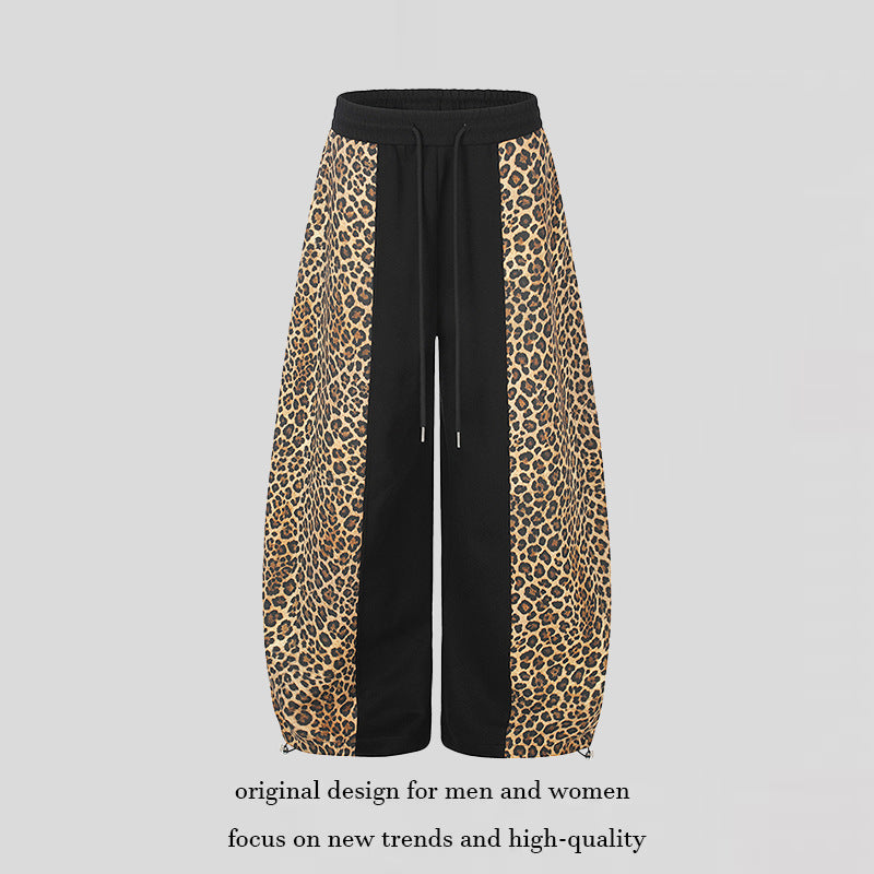 Women's Extra Wide Palazzo Jogpants with Leo Panels, Drawstring Waistband, and Adjustable Hem Amarae
