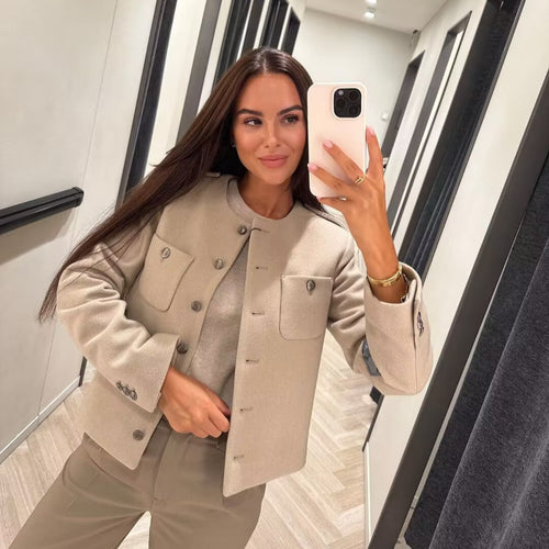 Amarae Elegant short jacket for ladies with decorative button details