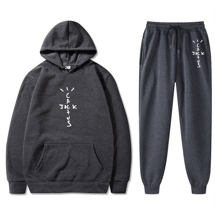 Ladies Hoodie and Jogging Pants Set with Creative Lettering Chic & Stil