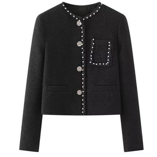 Veste élégante pour femmes avec col orné de perles et poches pratiques Chic & Stil