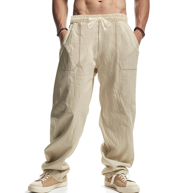 Casual linen trousers for men with elastic waistband and side pockets Lune London