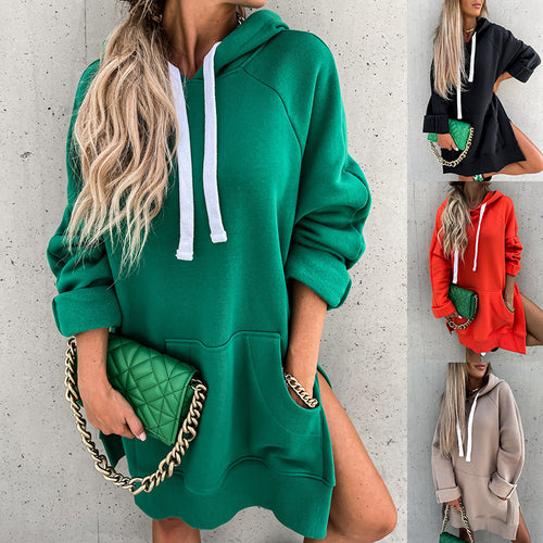 Robe hoodie pour femme avec capuche et fentes latérales Chic & Stil