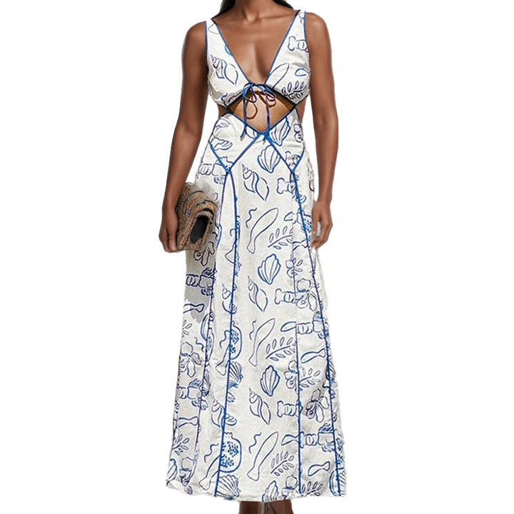 Robe maxi femme avec détail de dos tressé et motif floral Chic & Stil