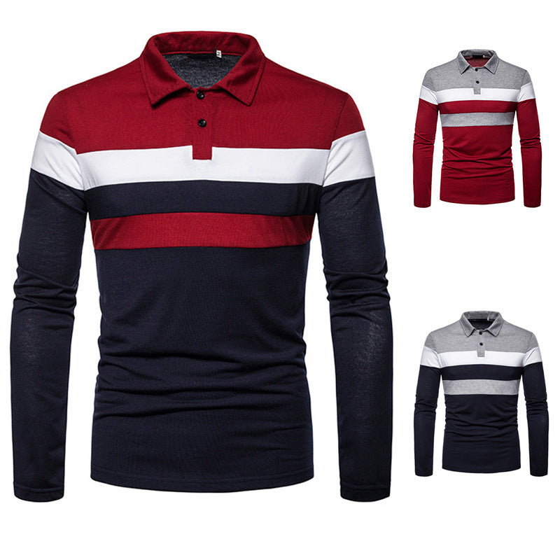 Men's long sleeve polo with a modern striped pattern and a comfortable fit Amarae