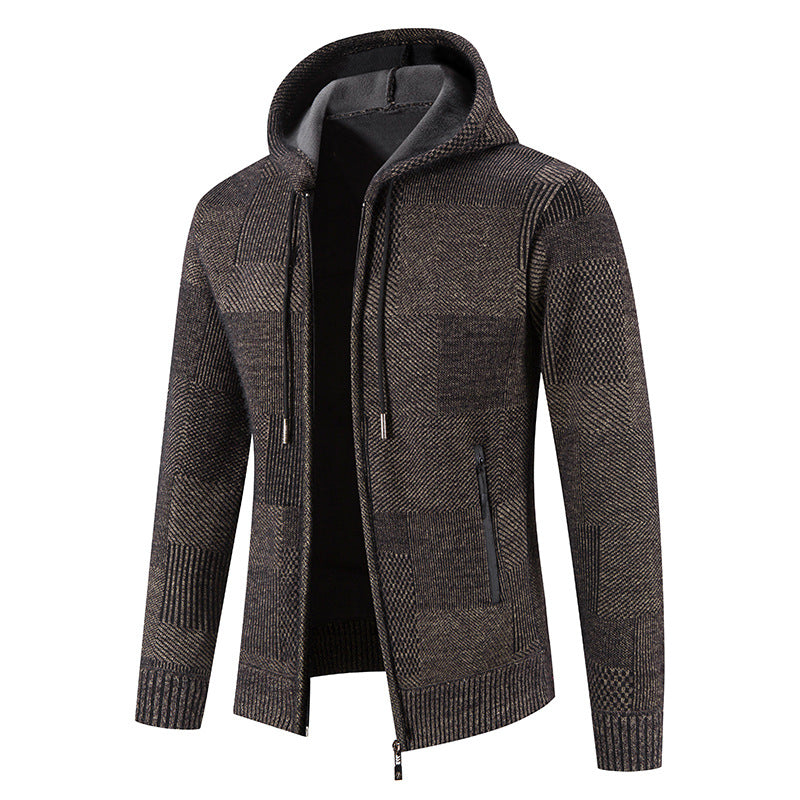 Men's knitted hoodie jacket with modern structural elements Lune London