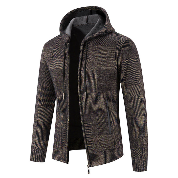 Men's knitted hoodie jacket with modern structural elements Lune London