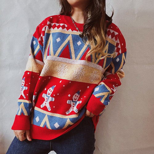 Festive winter sweater for women with a vibrant Christmas design Amarae