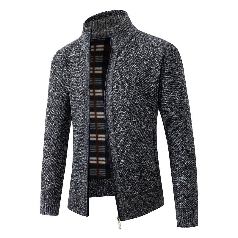 Men's knit jacket with textured design and high collar Lune London