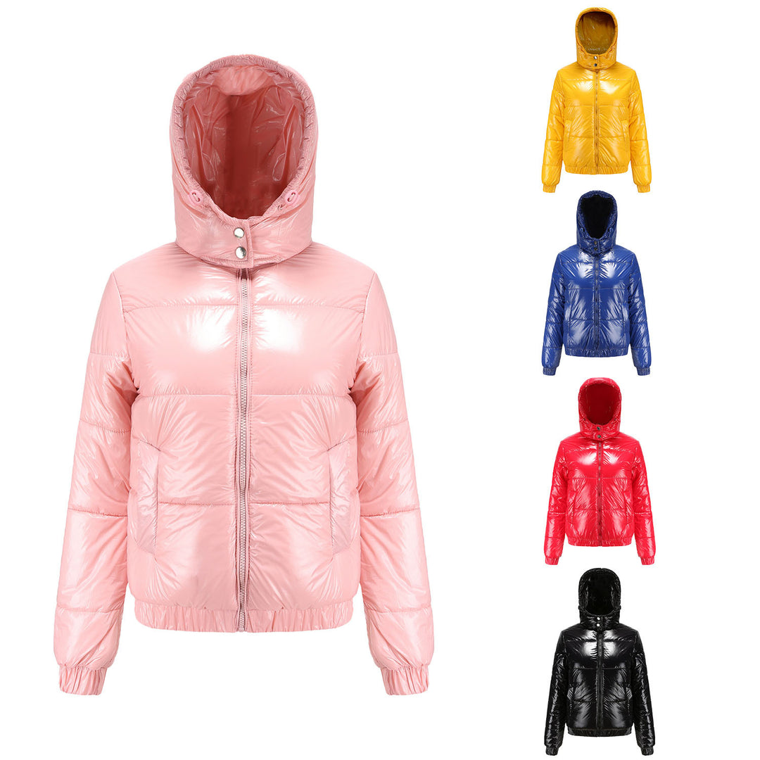 Shiny quilted jacket for women with removable hood Amarae