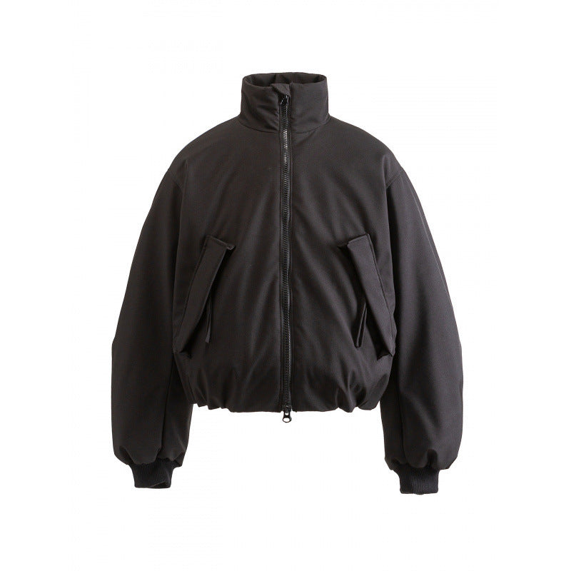 Unisex Boxy quilted bomber jacket with high stand-up collar and flap pockets Amarae