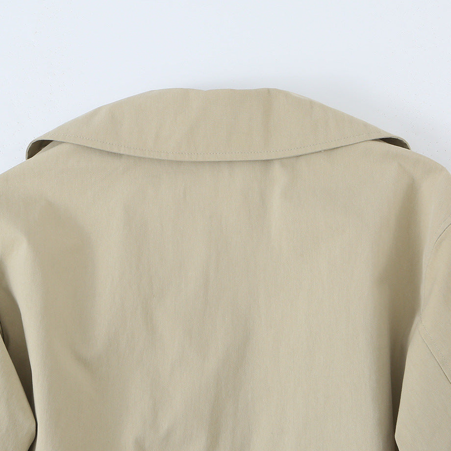 Women's short trench-style jacket with adjustable drawstring and eye-catching lapel Amarae