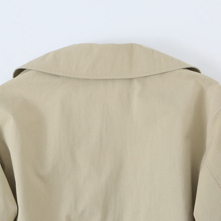 Women's short trench-style jacket with adjustable drawstring and eye-catching lapel Amarae