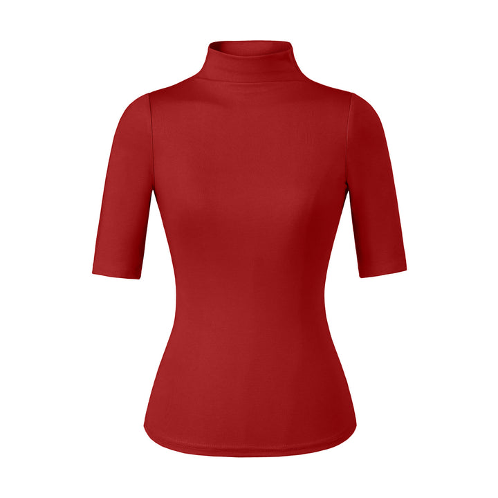 Women's Fitted Stand Collar Shirt with Half-Length Sleeves Amarae