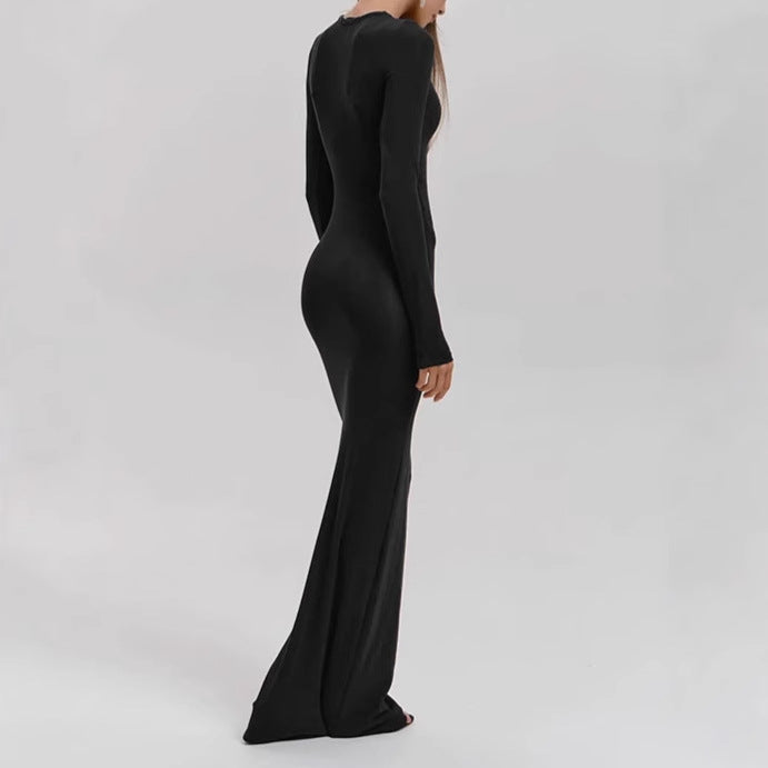 Women Elegant Maxi Dress with Long Sleeves featuring Sculpting Cut and Great Chic Comfort and Style