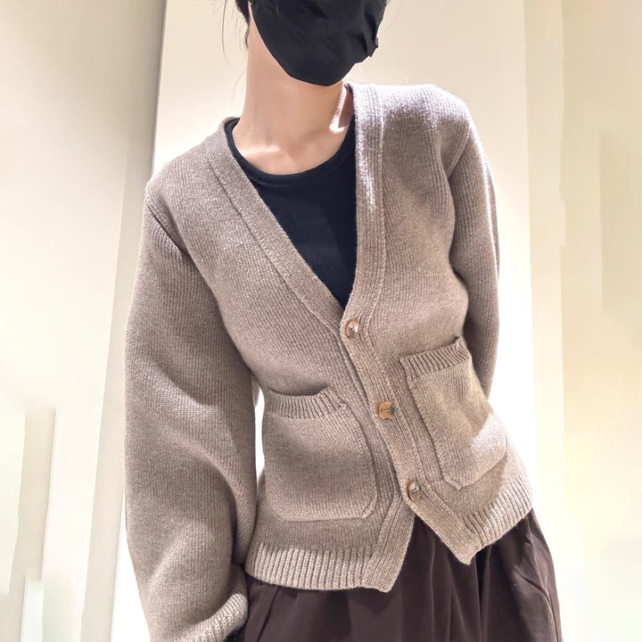 Knit jacket for women with a loose fit and decorative buttons Lune London