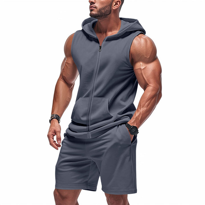 Men's short-sleeve sports set with hood and practical pockets Lune London