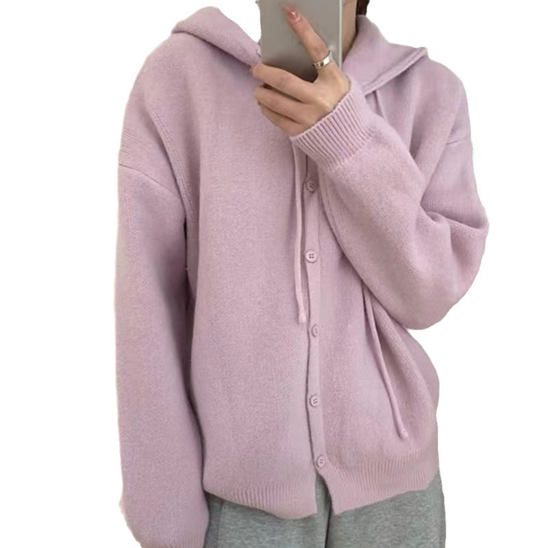 Cardigan pour femmes confortable avec capuche et fermeture à boutons Chic & Stil