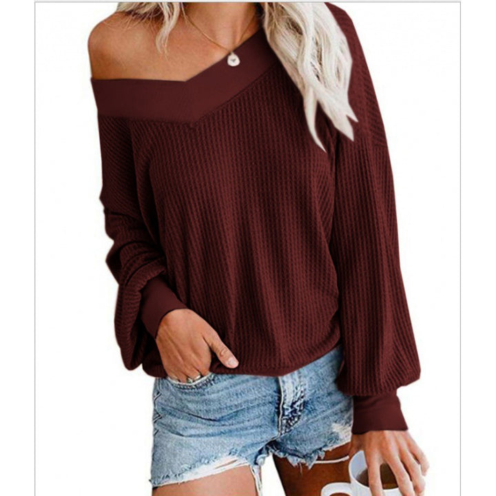 Sweat en coton oversized pour femmes avec col V décontracté et détails en côtes Chic & Stil