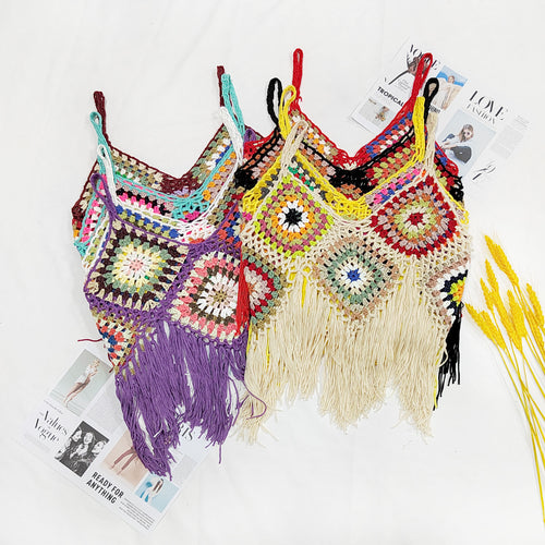 Amarae Crocheted Fringe Crop Top for Women