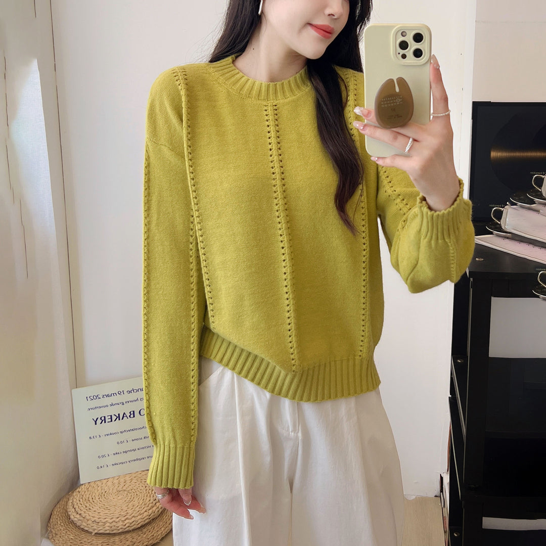 Pull en tricot épais pour femmes avec des détails structurels modernes et une coupe décontractée Chic & Stil