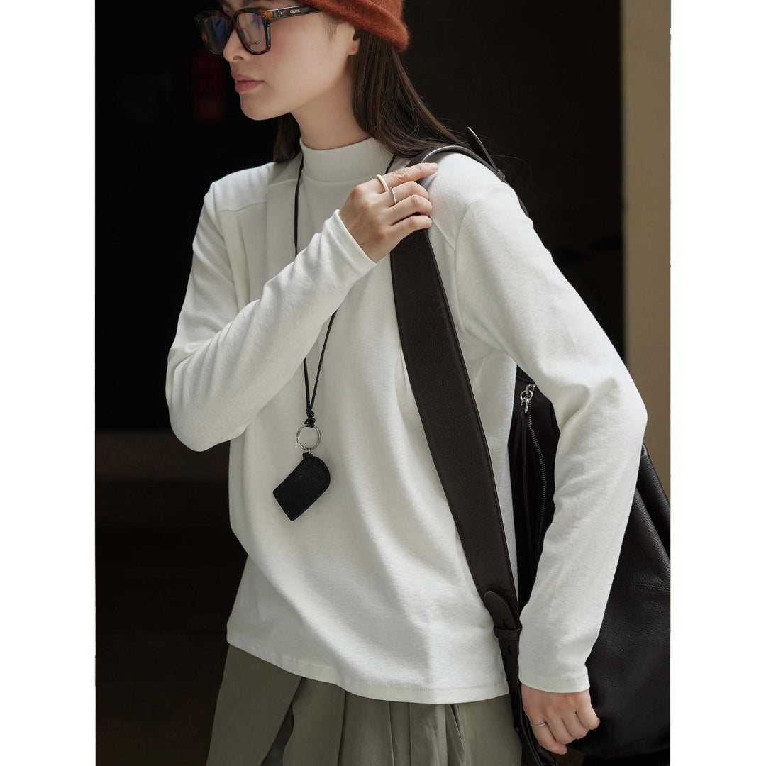 Women Long Sleeve Mockneck Sweatshirt made of Cotton Blend Amarae