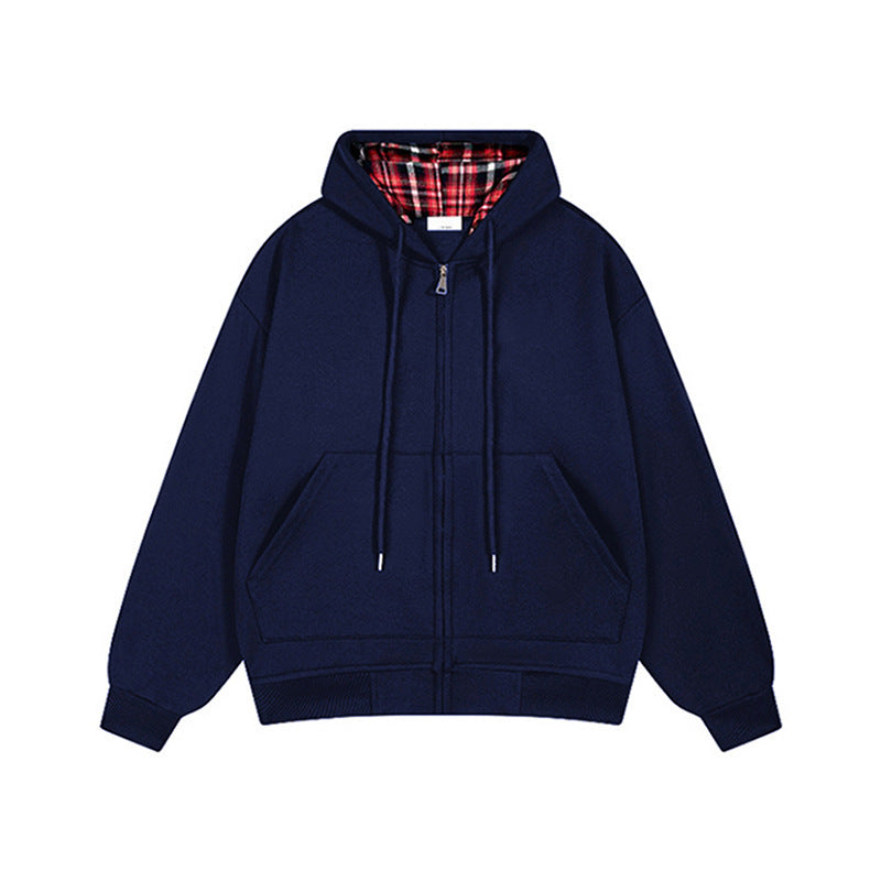 Casual hoodie for women with plaid lining and full zip Lune London