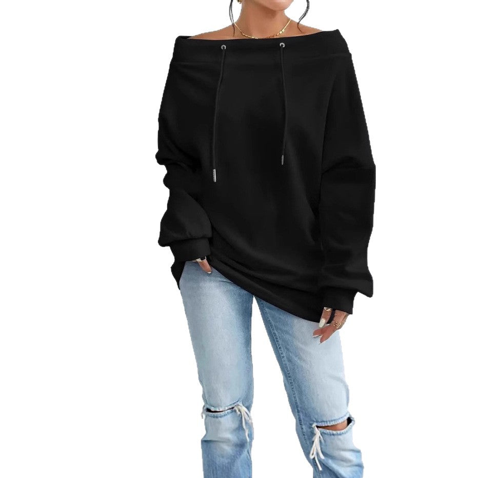 Pull décontracté pour femmes en taille oversized avec col ouvert et cordons pratiques Chic & Stil
