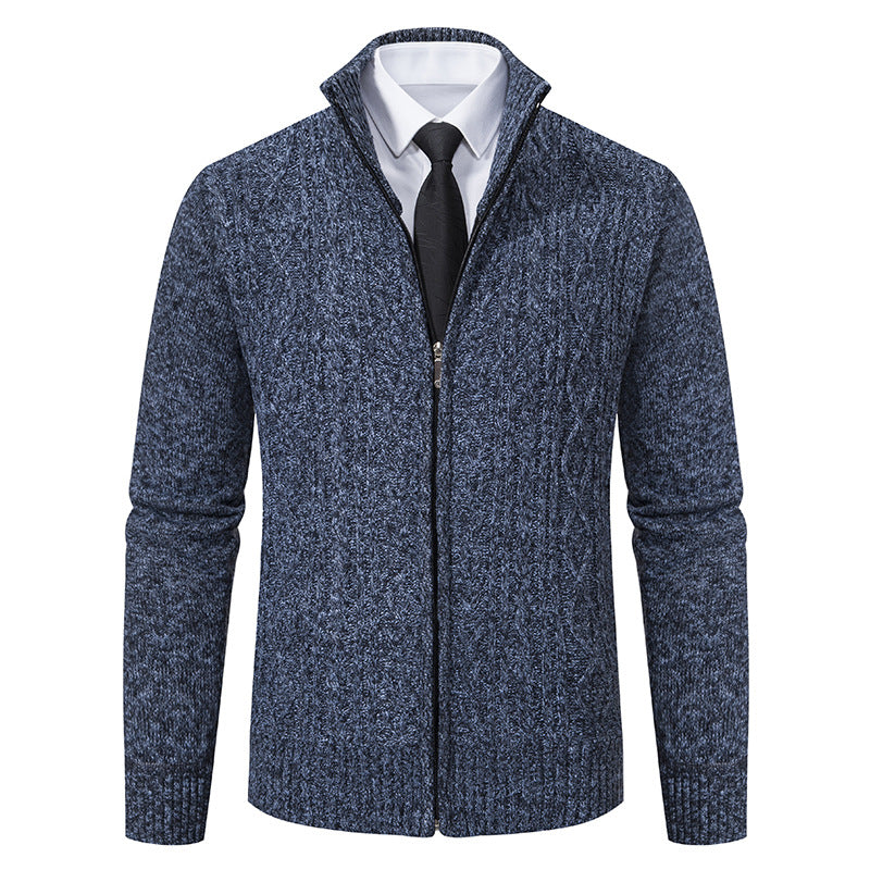 Knit jacket for men with high collar and textured pattern Lune London