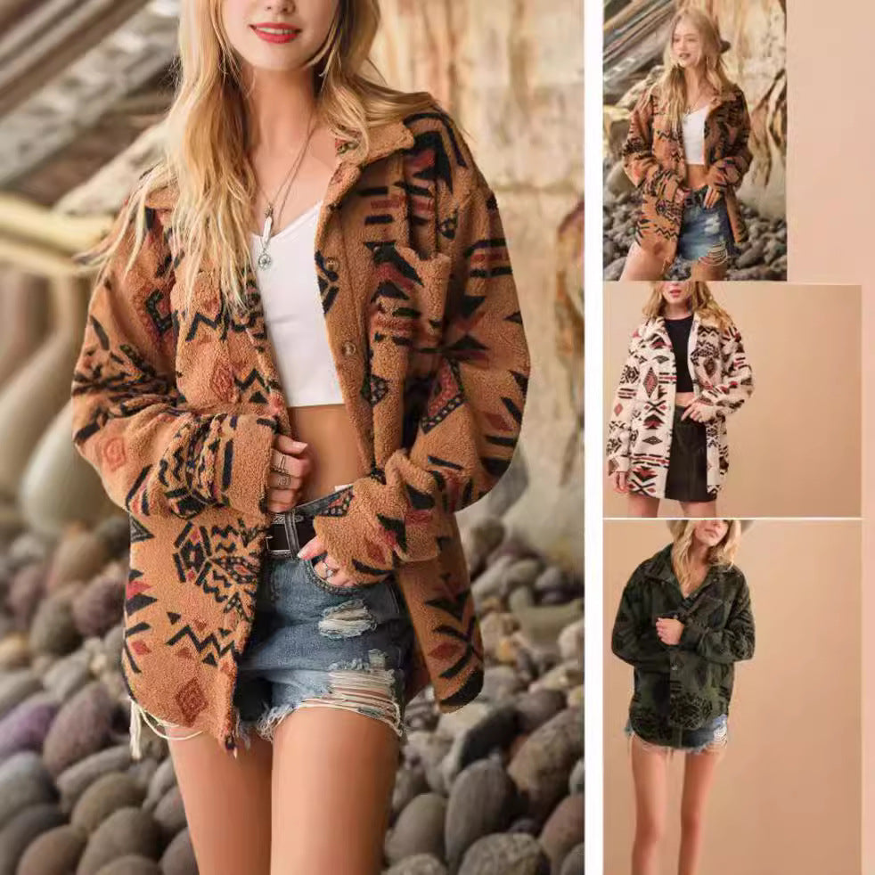 Soft overshirt jacket for women with ethnic design Amarae