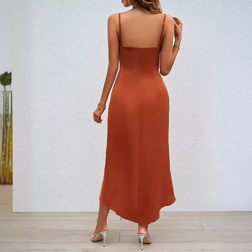 Women's midi dress with sophisticated wrap design and adjustable straps Lune London