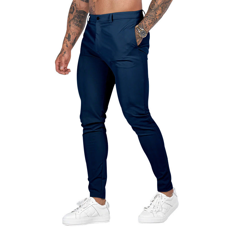 Slim-fit chino pants for men with elastic waistband and deep side pockets Lune London