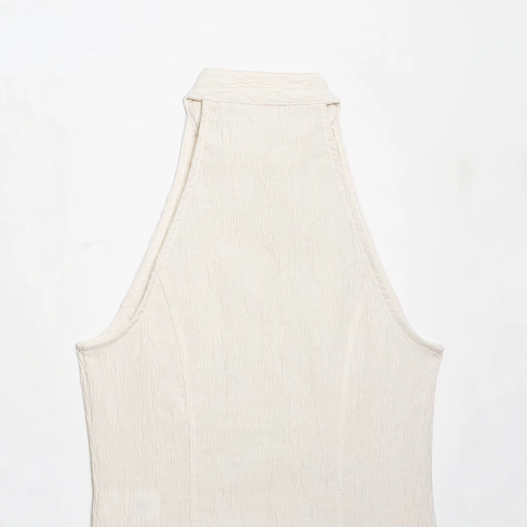 Women's Tailored Vest with Stand-Up Collar and Decorative Frog Closures Amarae