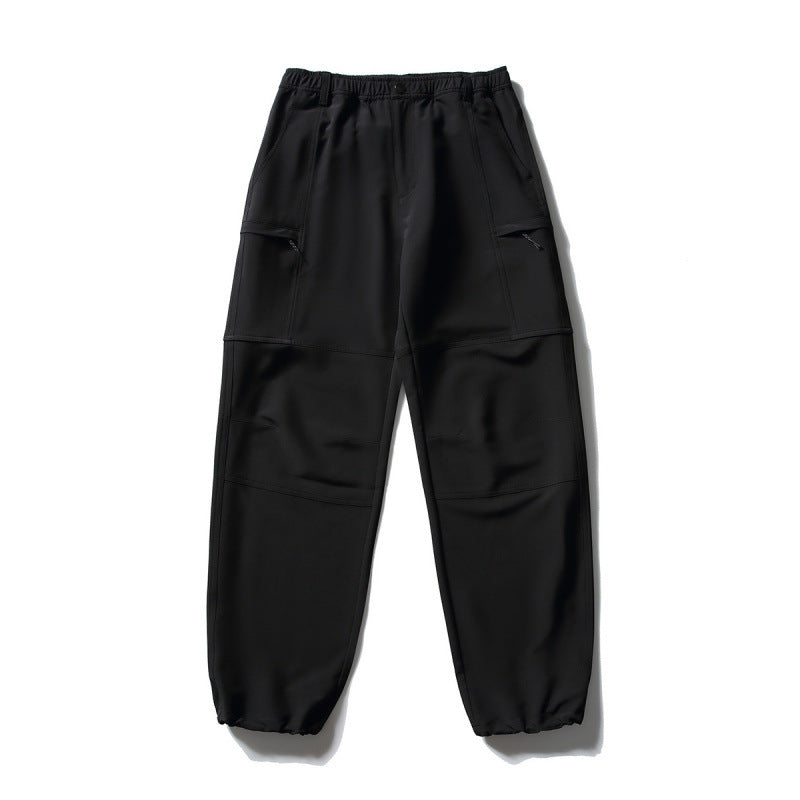 Men's Technical Cargo Casual Pants with Elastic Waistband, Knee Panels, and Zipper Pockets Amarae