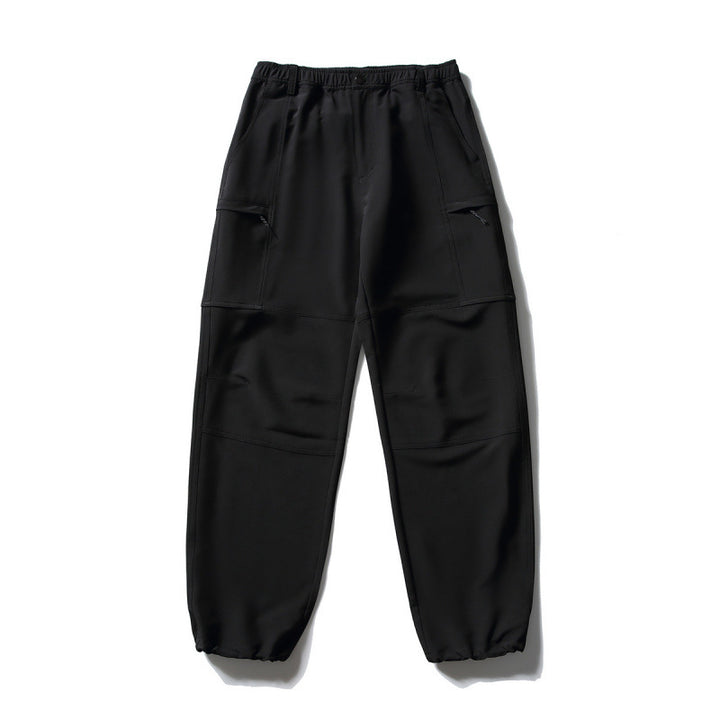Men's Technical Cargo Casual Pants with Elastic Waistband, Knee Panels, and Zipper Pockets Amarae