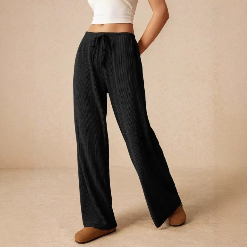 Wide ribbed trousers with drawstring Lune London