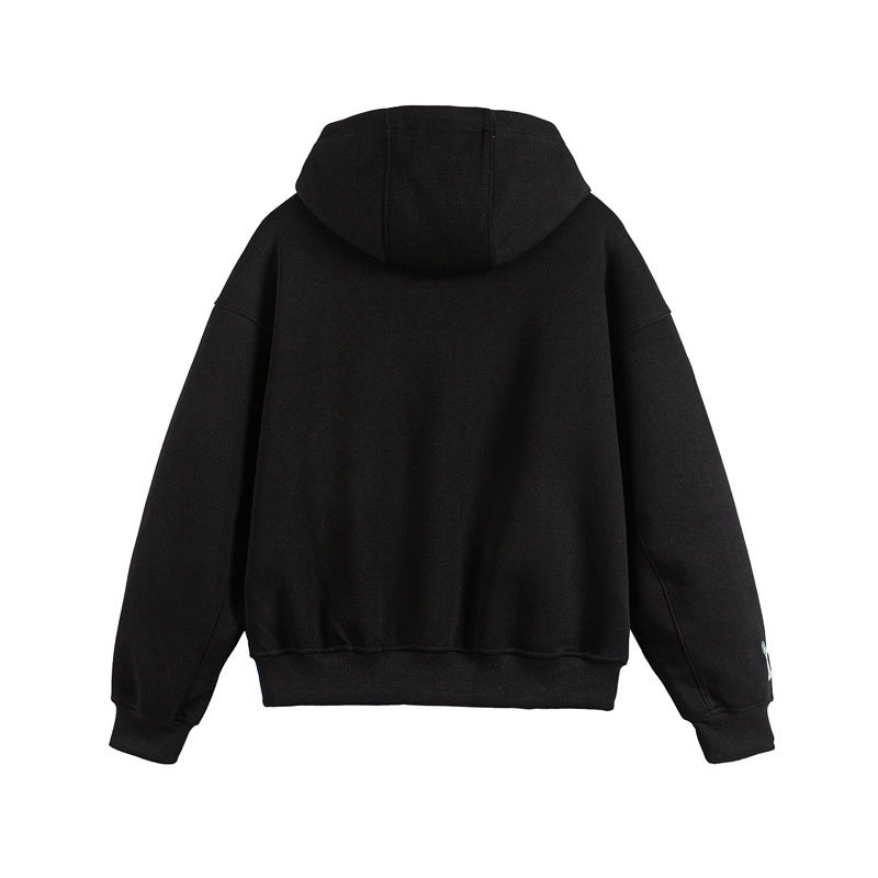 Unisex Oversize Hoodie Zip Jacket with Collegiate Patches Amarae