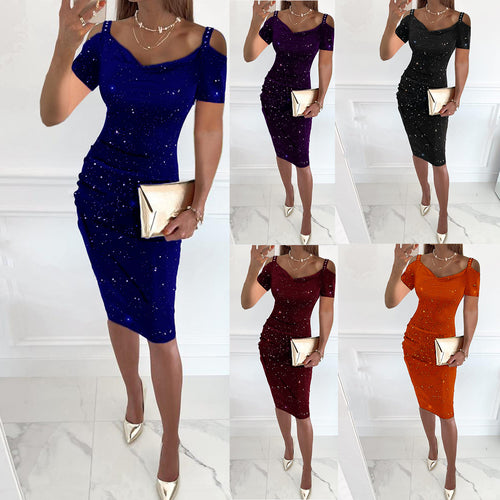 Fitted wrap dress for women with sparkling accents Amarae
