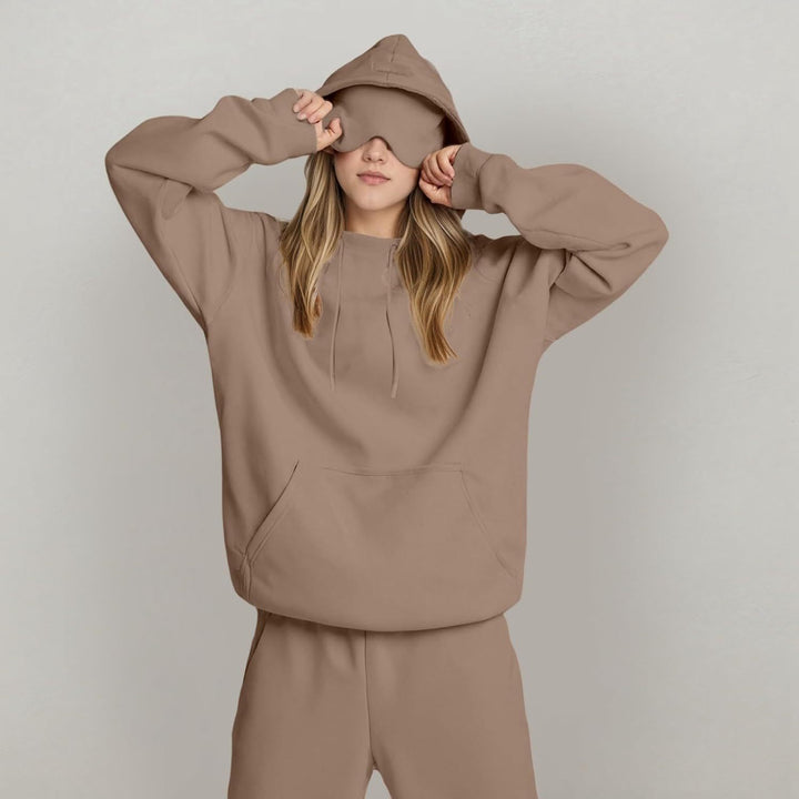 Ladies oversized hoodie with integrated sleep mask design Amarae