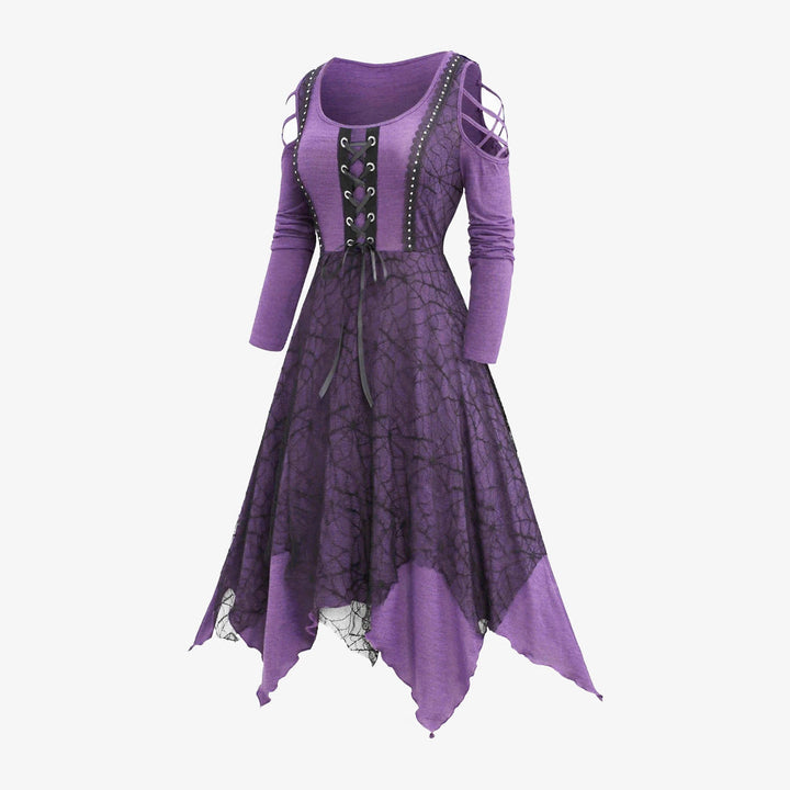 Lune London | Women's Gothic Maxi Dress with Lace Trim and Lacing