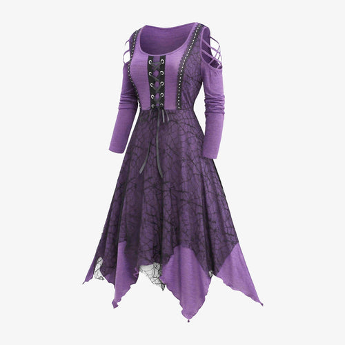 Amarae | Women's Gothic Maxi Dress with Lace Trim and Lacing