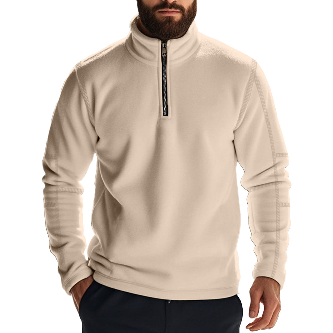 Men's fleece pullover with high collar and zipper Lune London