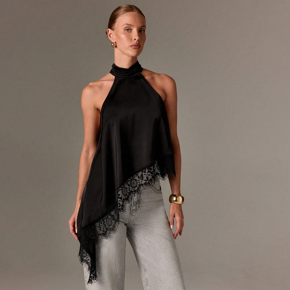 Elegant halter top for women with refined lace finish Chic & Stil