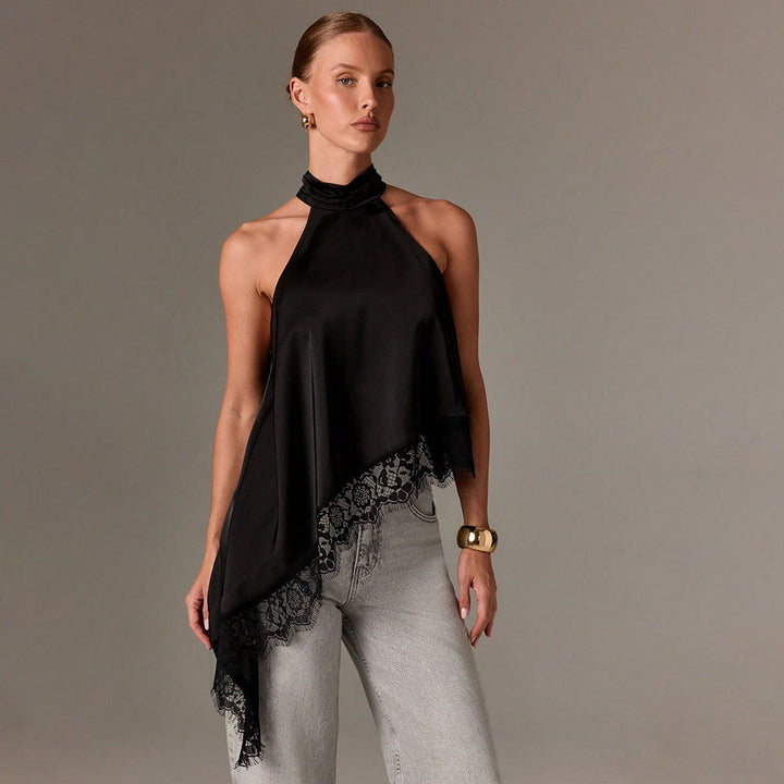 Elegant halter top for women with refined lace finish Chic & Stil