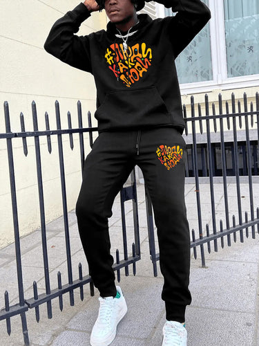Men's hoodie and jogger pants set with striking heart pattern Amarae