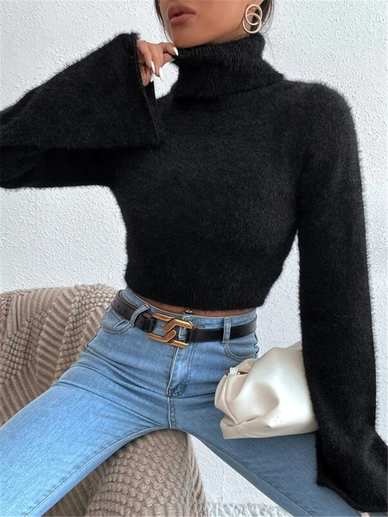 Close-fitting women's turtleneck top with oversized sleeves Lune London