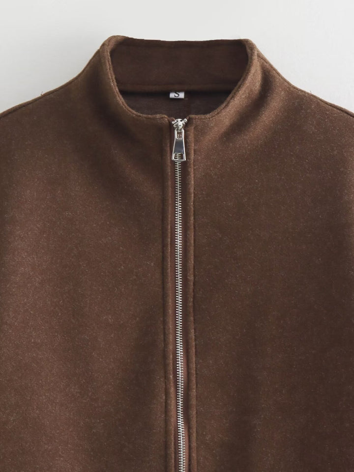 Contemporary transition jacket for women with high-quality high collar and full zip Lune London